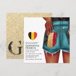 Belgisk Denim Flickas Examenfest Invitation Inbjudningar