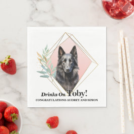 Belgisk Fårhund Bröllops Servetter Med Hund Foto