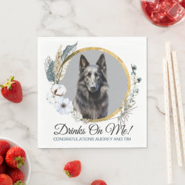 Belgisk Fårhund Bröllops Servetter Med Hund Foto