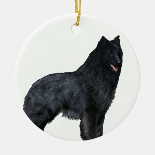 Belgisk fårhund julgransprydnad keramik (Framsidan)
