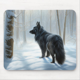 Belgisk Fårhund Låt Det Snöa Jul Musmatta