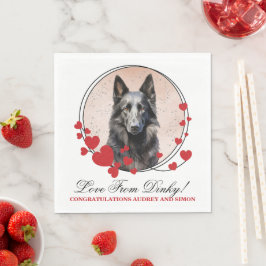 Belgisk Fårhund Röd Hjärtbröllops Hund Foto Pappersservett