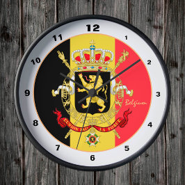 Belgisk flagga, emblem & Belgien trendig mode Rund Klocka