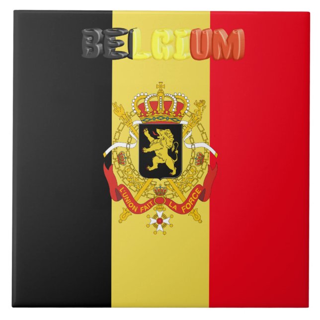 Belgisk flagga kakelplatta (Framsidan)