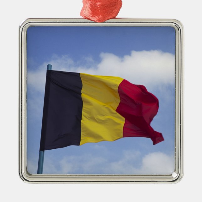 Belgisk flagga RF) Julgransprydnad Metall (Framsidan)
