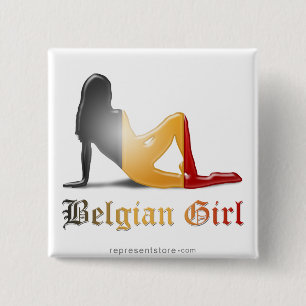 Belgisk flickaSilhouetteflagga Knapp