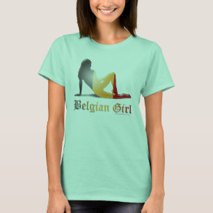 Belgisk flickaSilhouetteflagga T-shirt