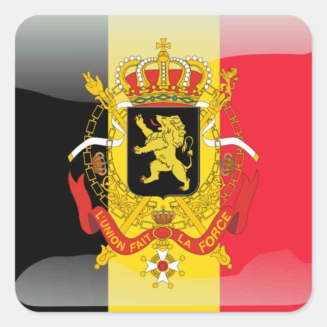 Belgisk glansig flagga fyrkantigt klistermärke (Framsida)