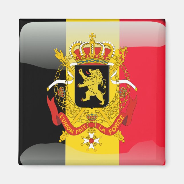 Belgisk glansig flagga magnet (Framsidan)
