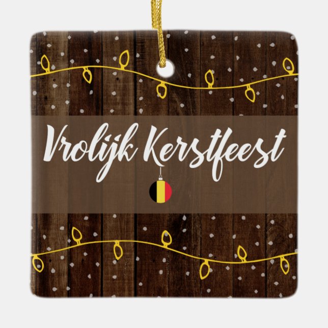 Belgisk god jul, Vrolijk lantliga Kerstfeest Julgransprydnad Keramik (Framsida)