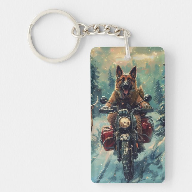 Belgisk herdehund som kör motorcykel jul (Framsidan)