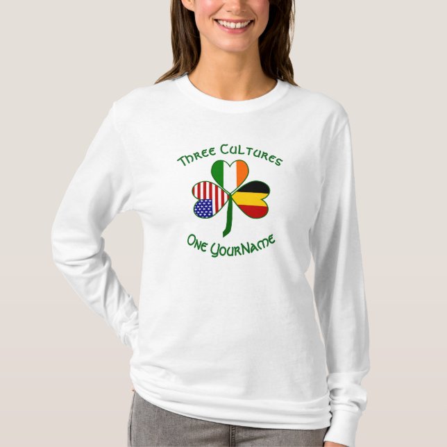 Belgisk Irish Shamrock Flagga Personlig T Shirt (Framsida)