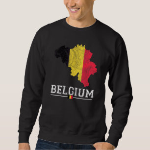 Belgisk karta och flagga souvenir Distressed Bel Lång Ärmad Tröja