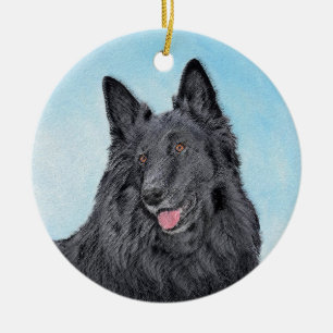 Belgisk målarfärg - Cute Original Hund Art Julgransprydnad Keramik