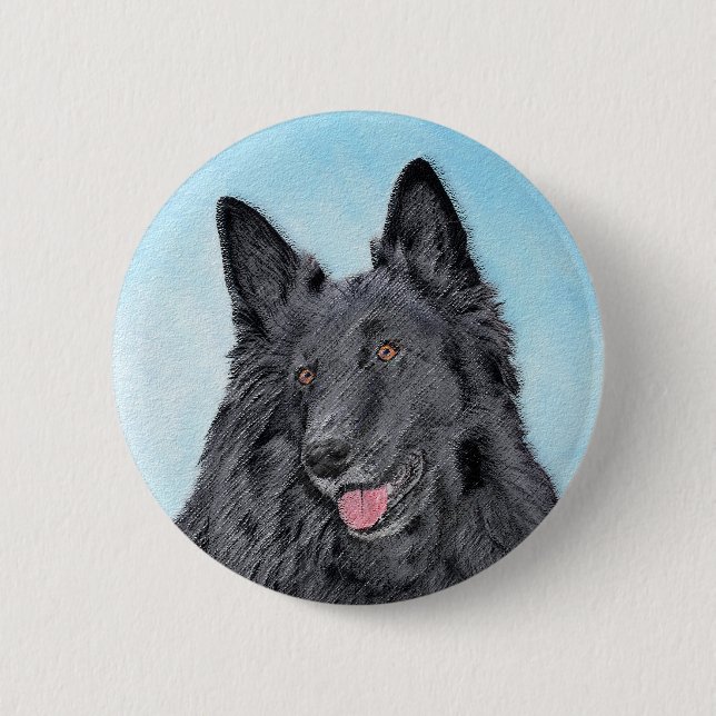 Belgisk målarfärg - Cute Original Hund Art Knapp (Framsida)