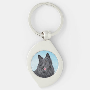 Belgisk målarfärg - Cute Original Hund Art Swirl Silverfärgad Nyckelring