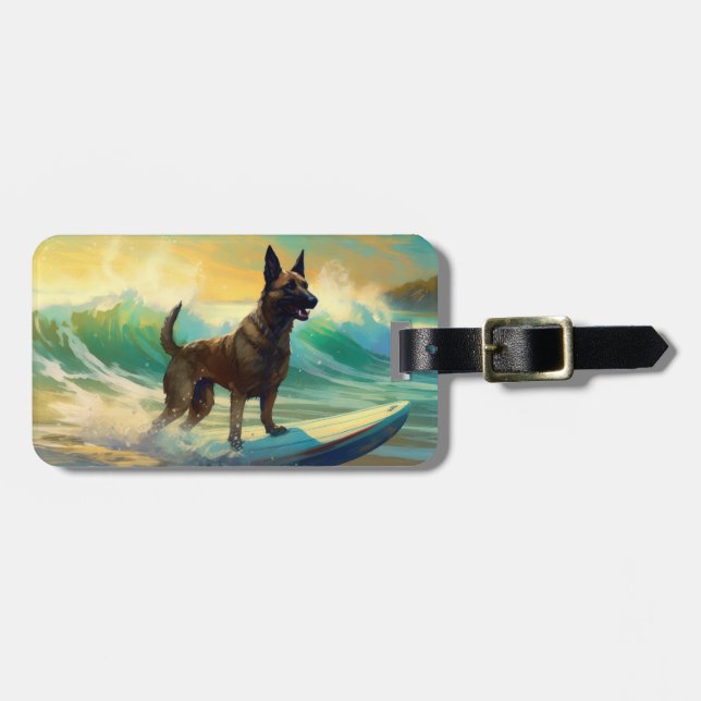 Belgisk malinoi Beach Surfing Painting Bagagebricka (Horisontell Framsida)