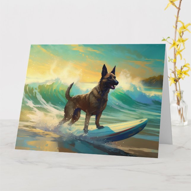 Belgisk malinoi Beach Surfing Painting Kort (Gul blomma)