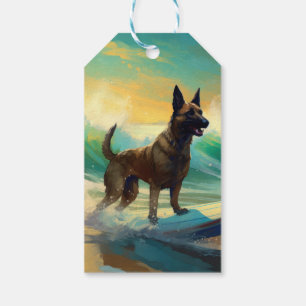 Belgisk malinoi Beach Surfing Painting Presentetikett