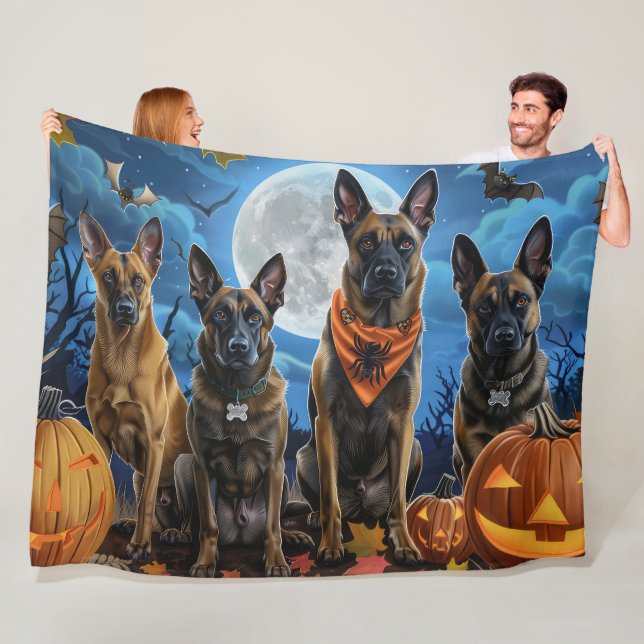 Belgisk Malinoi Halloween Kuslig Fleecefilt (På plats)