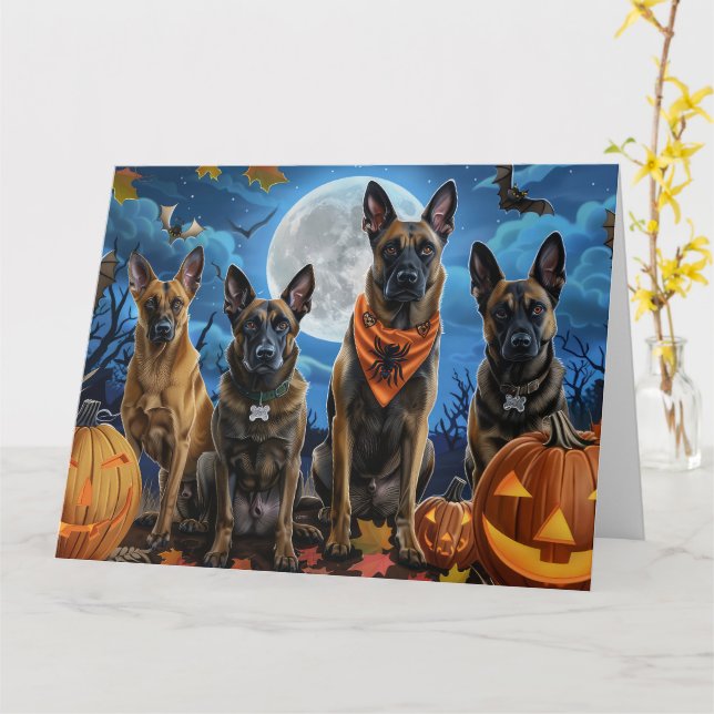 Belgisk Malinoi Halloween Kuslig Kort (Gul blomma)