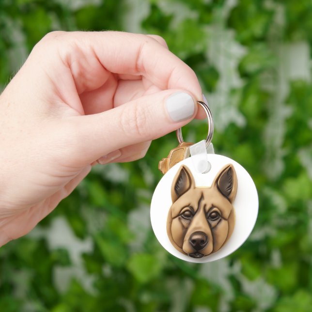 Belgisk Malinoi Hund 3D Inspirerad Nyckelring (Hand)