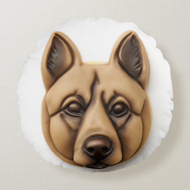 Belgisk Malinoi Hund 3D Inspirerad Rund Kudde (Framsidan)
