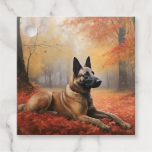 Belgisk Malinoi i höstlöv Fall Inspire Gåvor Etiketter