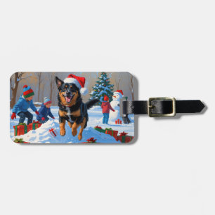 Belgisk Malinoi Jul Festiv Snö Scen Bagagebricka