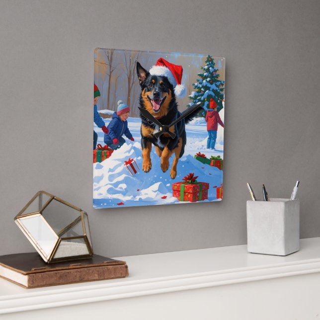 Belgisk Malinoi Jul Festiv Snö Scen Fyrkantig Klocka (Kontor)