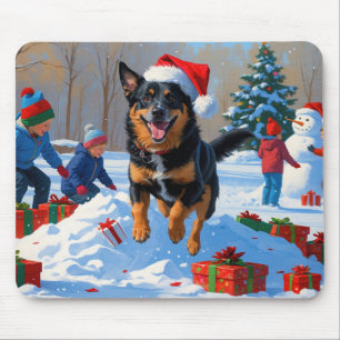 Belgisk Malinoi Jul Festiv Snö Scen Musmatta