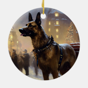 Belgisk Malinoi Julfirande Säsong Julgransprydnad Keramik