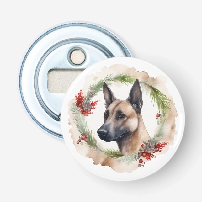 Belgisk Malinoi julkrans Festlig Valp  Flasköppnare (Framsidan)