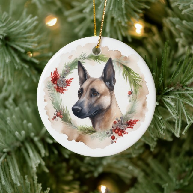 Belgisk Malinoi Julkrans Festlig Valp Julgransprydnad Keramik (Träd)
