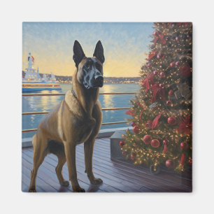 Belgisk Malinoi Julkryssning: Pawsome Holiday Magnet