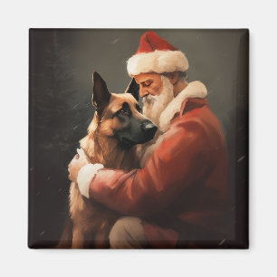 Belgisk Malinoi med Santa Claus Festive Jul Magnet