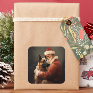 Belgisk Malinoi med Tomte Festlig Jul Fyrkantigt Klistermärke