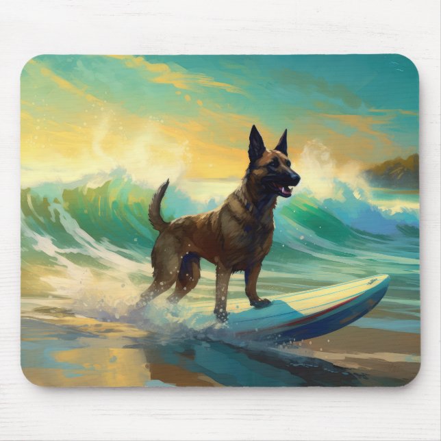 Belgisk Malinoi Strand Surfing Måleri Musmatta (Framsidan)