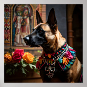 Belgisk Malinois Altar De dödas dag Poster