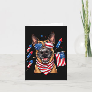 Belgisk Malinois Amerikansk Usa Flagga Minnesdagen Kort