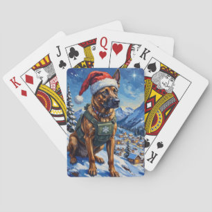 Belgisk Malinois Bergspatrull Jul Casinokort