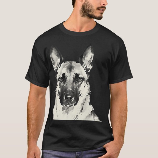 Belgisk Malinois bläckmålning närbild T Shirt (Framsida)