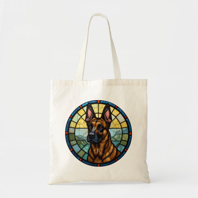 Belgisk Malinois glasmålning stil illustration Tygkasse (Framsidan)