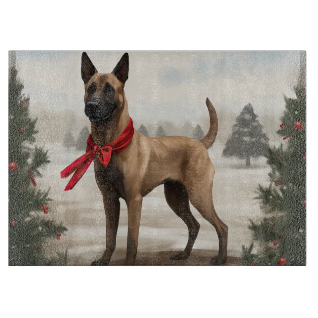 Belgisk Malinois Hund i Snö Jul (Framsidan)