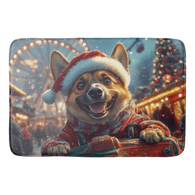 Belgisk Malinois Hund Rulltrappa Jul  Badrumsmatta (Framsidan)