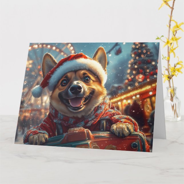 Belgisk Malinois Hund Rulltrappa Jul  Kort (Gul blomma)