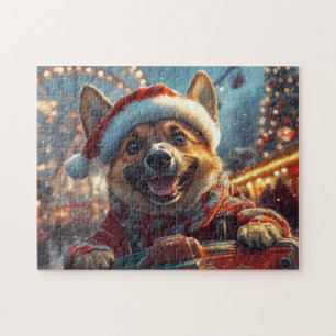 Belgisk Malinois Hund Rulltrappa Jul  Pussel
