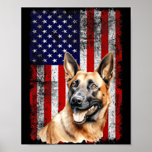 Belgisk Malinois hundälskare flagga 4 juli Poster