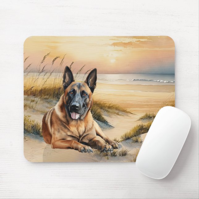 Belgisk Malinois Hundälskare Sandstrand Musmatta (Med mus)