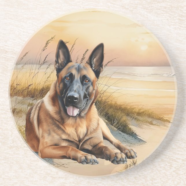 Belgisk Malinois Hundälskare Sandstrand Underlägg (Framsidan)